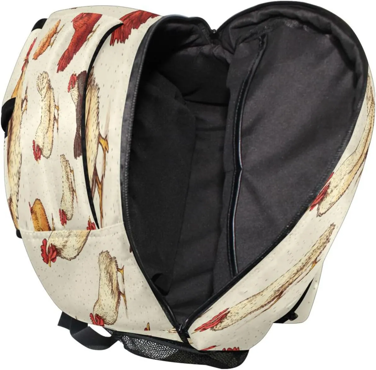 Cool Backpacks for Teacher Nurse Waterproof Backpack with Chest Strap for Travel Trip Beige Farm Chicken Vintage