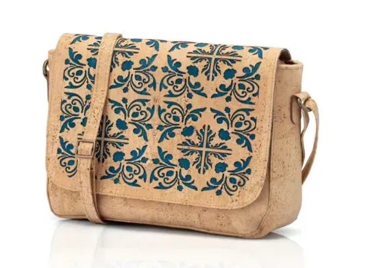 Cork Crossbody Azulejo | Cork Vegan Bag with Tiles