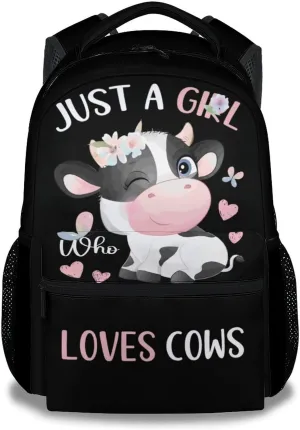 Cow Backpack for Girls Boys, 16 Inch Backpacks for School, Cute, Adjustable Straps, Durable, Lightweight, Large Capacity Bookbag for Kids