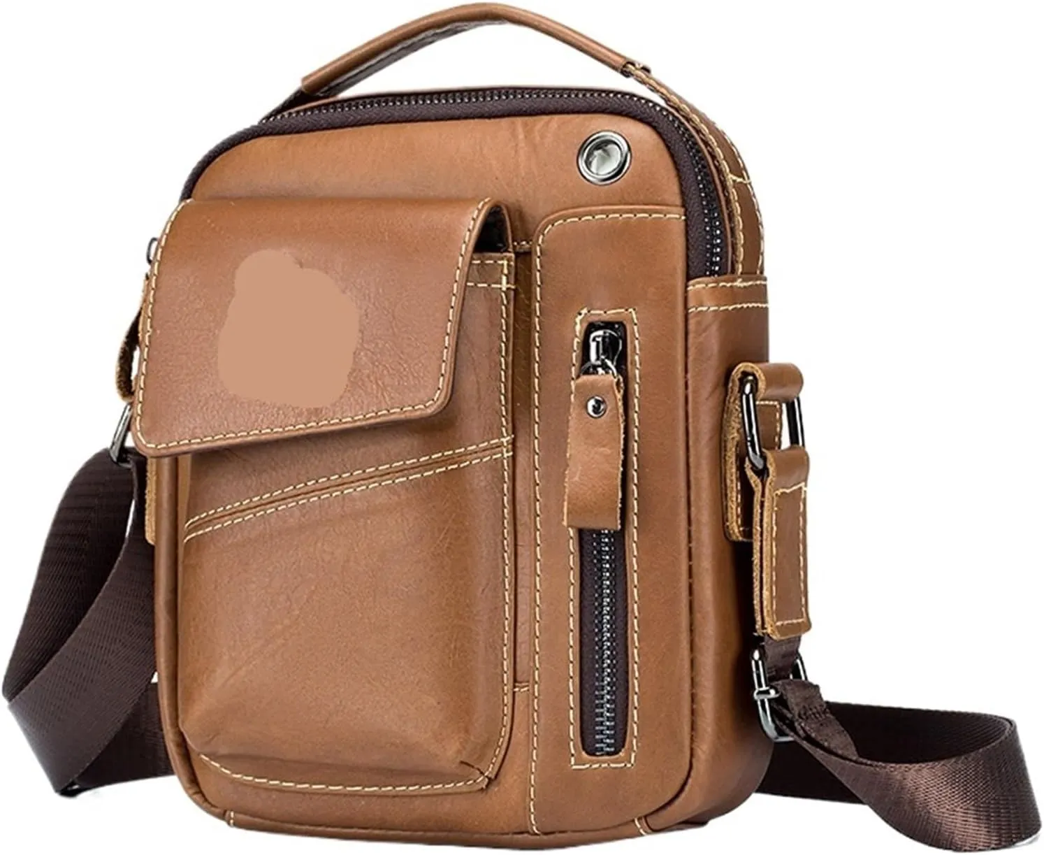 Cowhide Leather Men Shoulder Crossbody Bag Vintage Mini Briefcase Handbags For Male Messenger