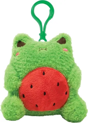 Cuddle Barn PlushGoals - Mini Watermelon Wawa Clip Super Soft Cute Kawaii Froggie Collectible Stuffed Animal Plush Toy Keychain Bag Charm, 4 inches