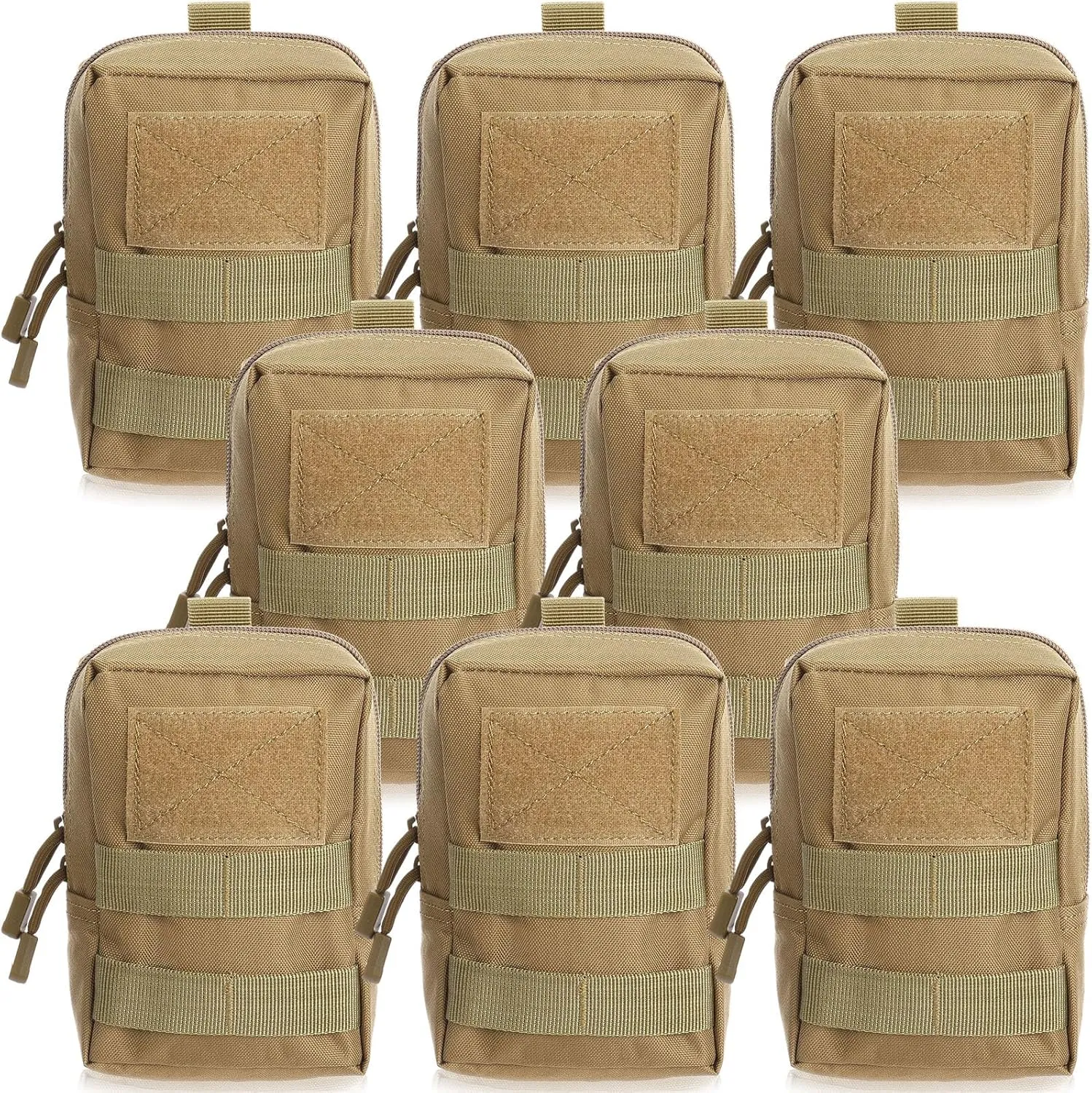 Cunno 8 Pcs Molle Pouches Tactical Molle Pouch Vest Pouch Cell Phone Belt Pouch Waterproof Waist Bag Pack Utility EDC Pouch Bag Compact Accessories Gadget Pocket Organizer