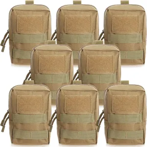 Cunno 8 Pcs Molle Pouches Tactical Molle Pouch Vest Pouch Cell Phone Belt Pouch Waterproof Waist Bag Pack Utility EDC Pouch Bag Compact Accessories Gadget Pocket Organizer