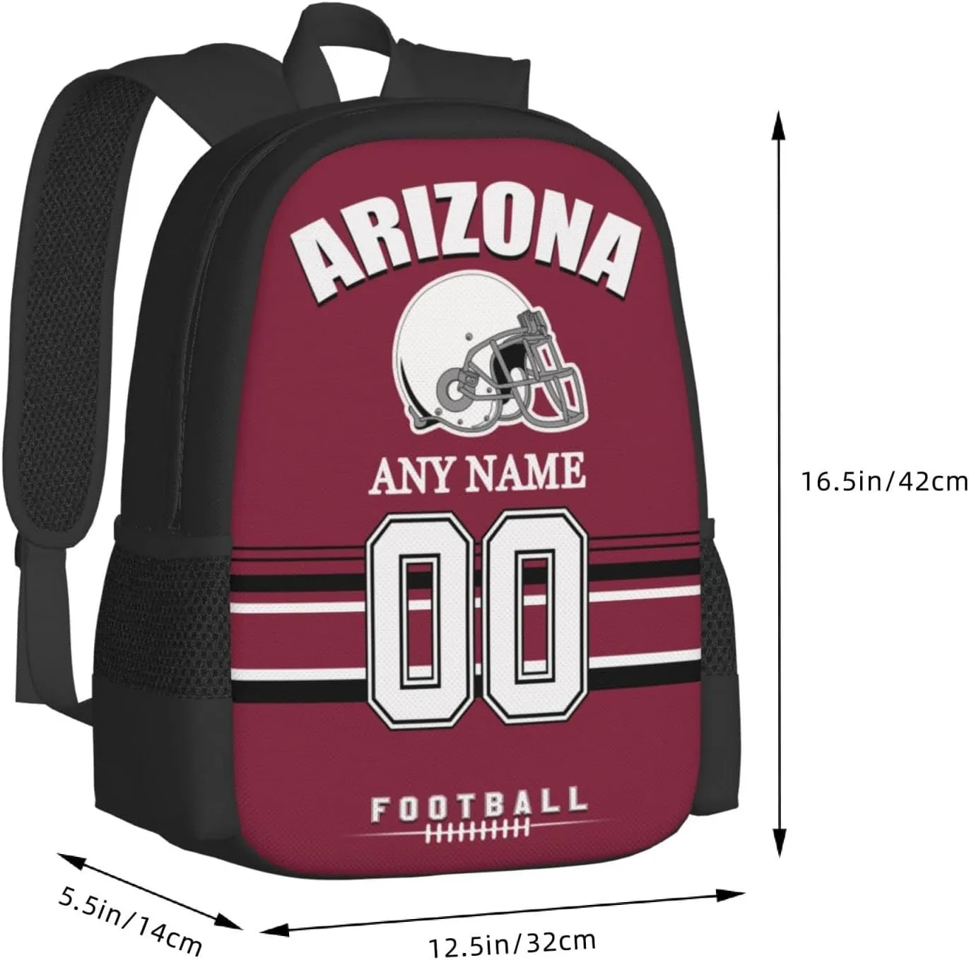 Custom Arizona Backpack for Men Women, Personalized Backpacks with Name and Number, Customized Football Style Backpack Gifts for Fans