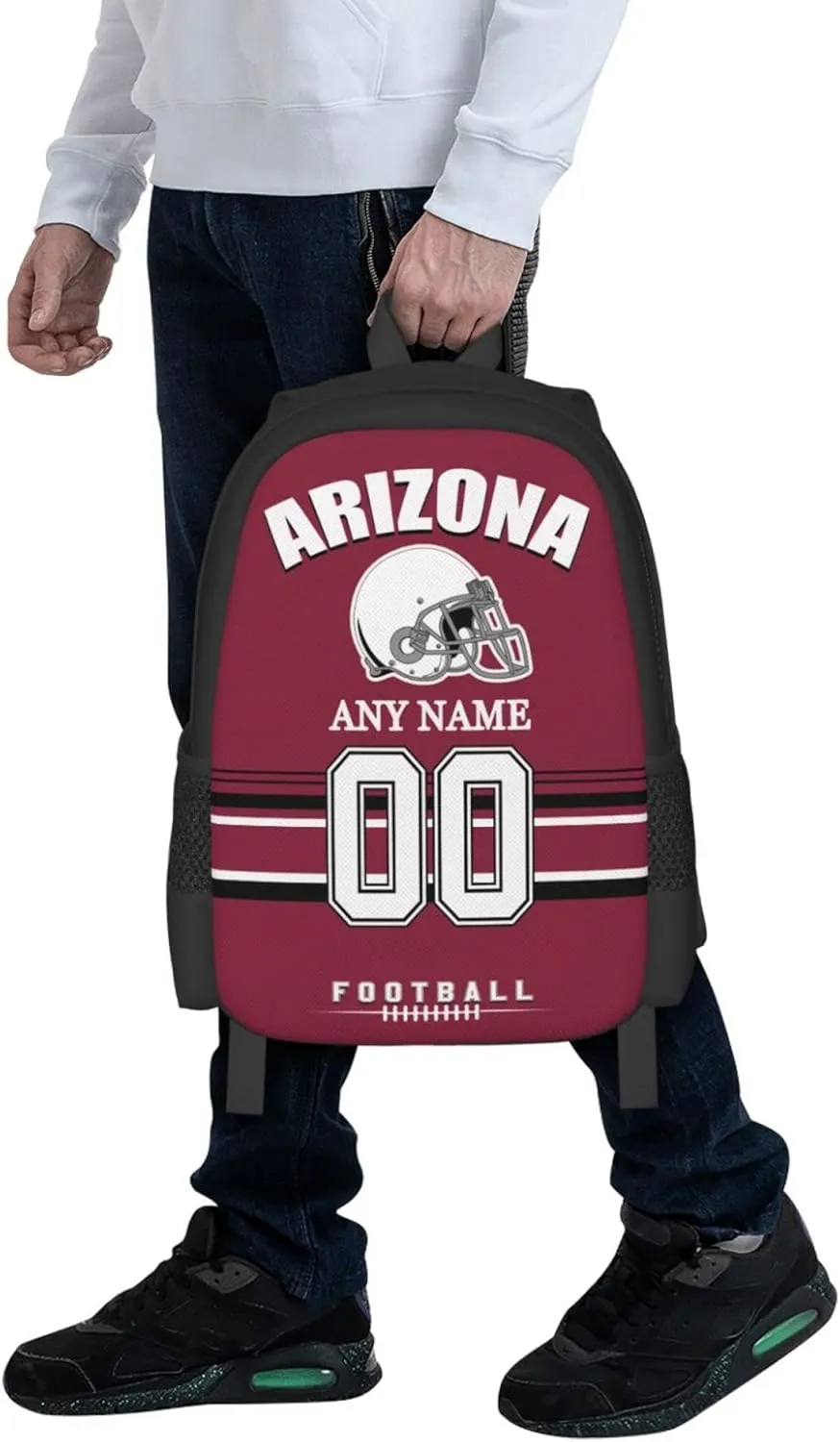 Custom Arizona Backpack for Men Women, Personalized Backpacks with Name and Number, Customized Football Style Backpack Gifts for Fans