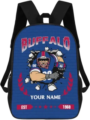Custom Buffalo Backpacks for Men Women Travel Laptop Bag Add Name Number Football Fan Gifts For Boy Girl