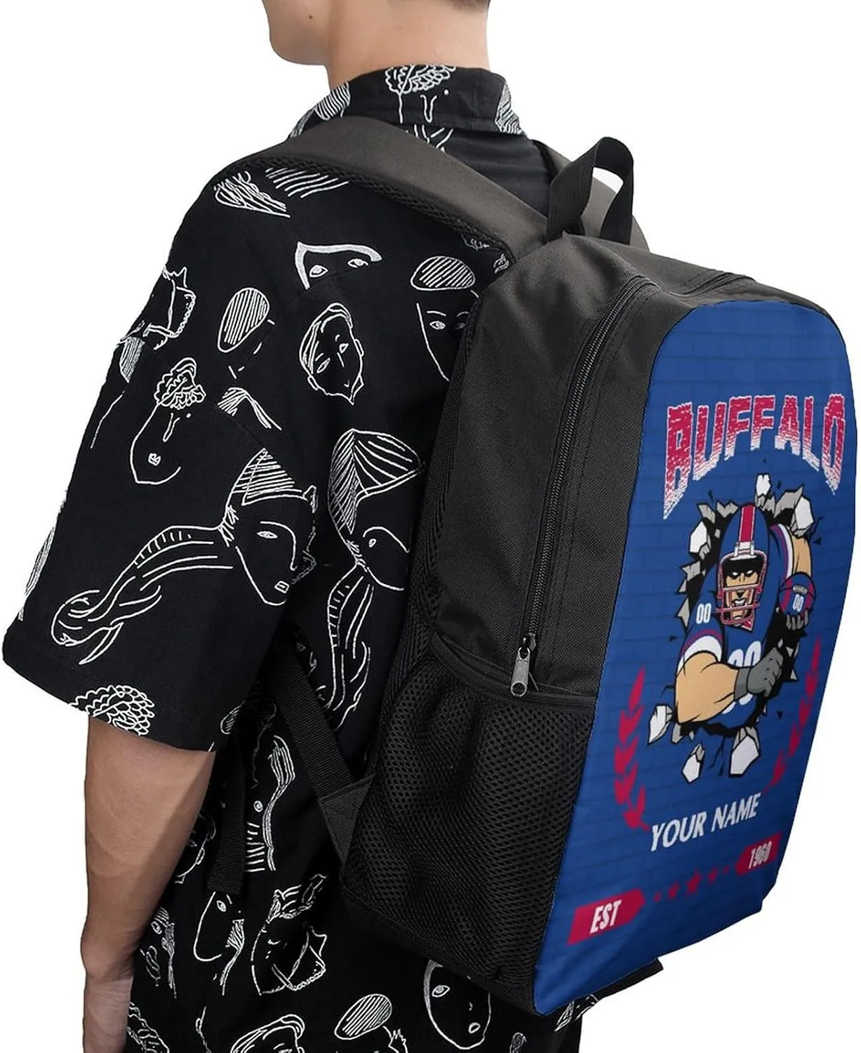 Custom Buffalo Backpacks for Men Women Travel Laptop Bag Add Name Number Football Fan Gifts For Boy Girl