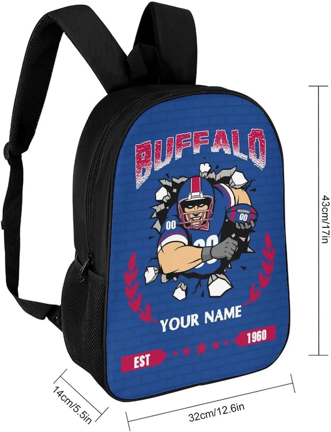 Custom Buffalo Backpacks for Men Women Travel Laptop Bag Add Name Number Football Fan Gifts For Boy Girl
