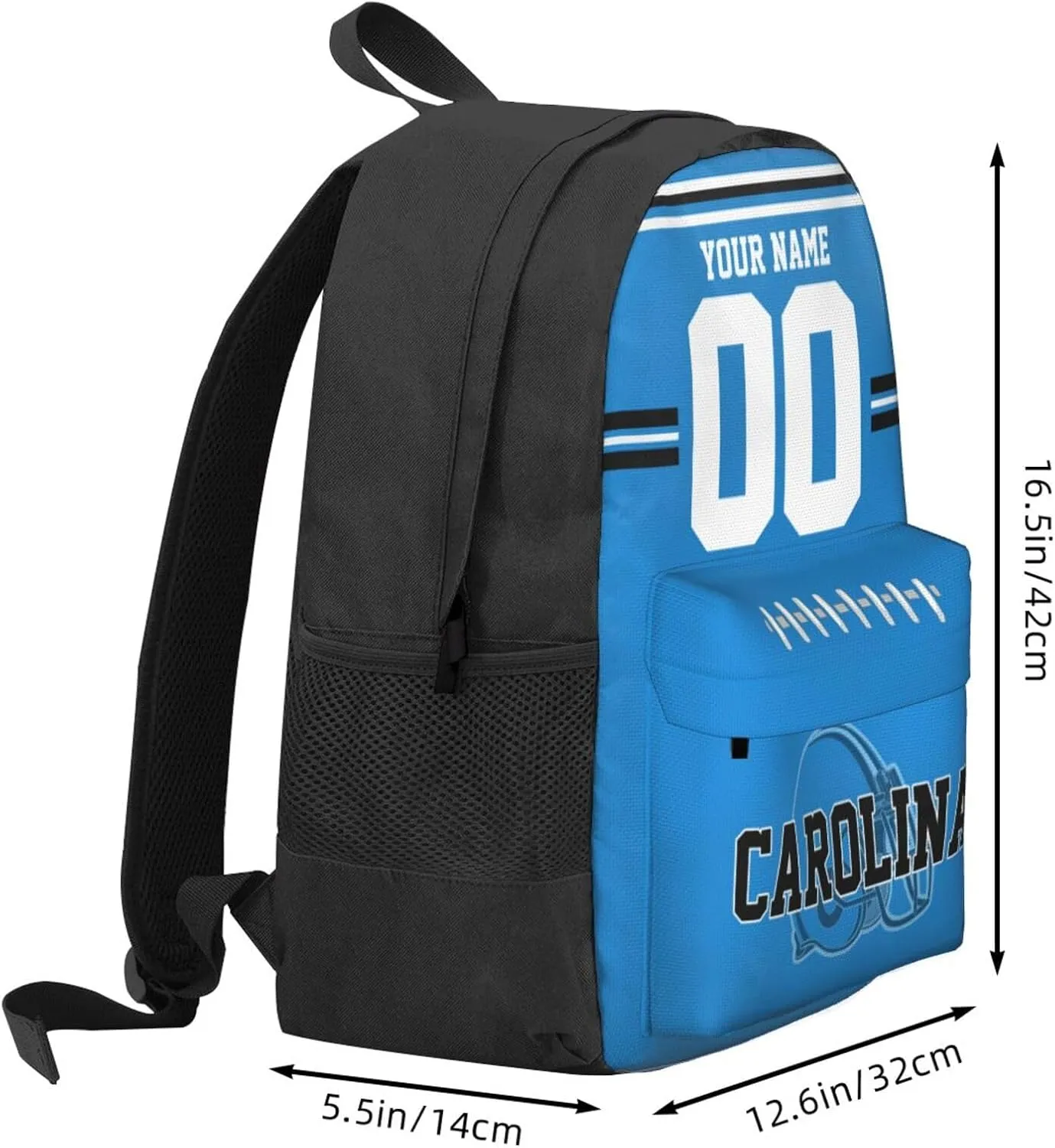 Custom Carolina Backpack for Men Women, Personalized Backpacks with Name and Number, Customize Casual Backpack Gifts for Fans