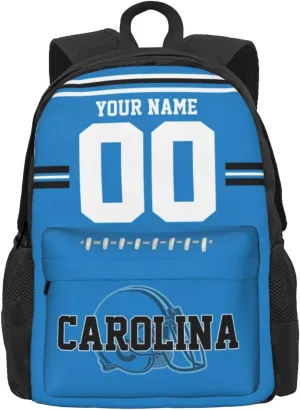 Custom Carolina Backpack for Men Women, Personalized Backpacks with Name and Number, Customize Casual Backpack Gifts for Fans