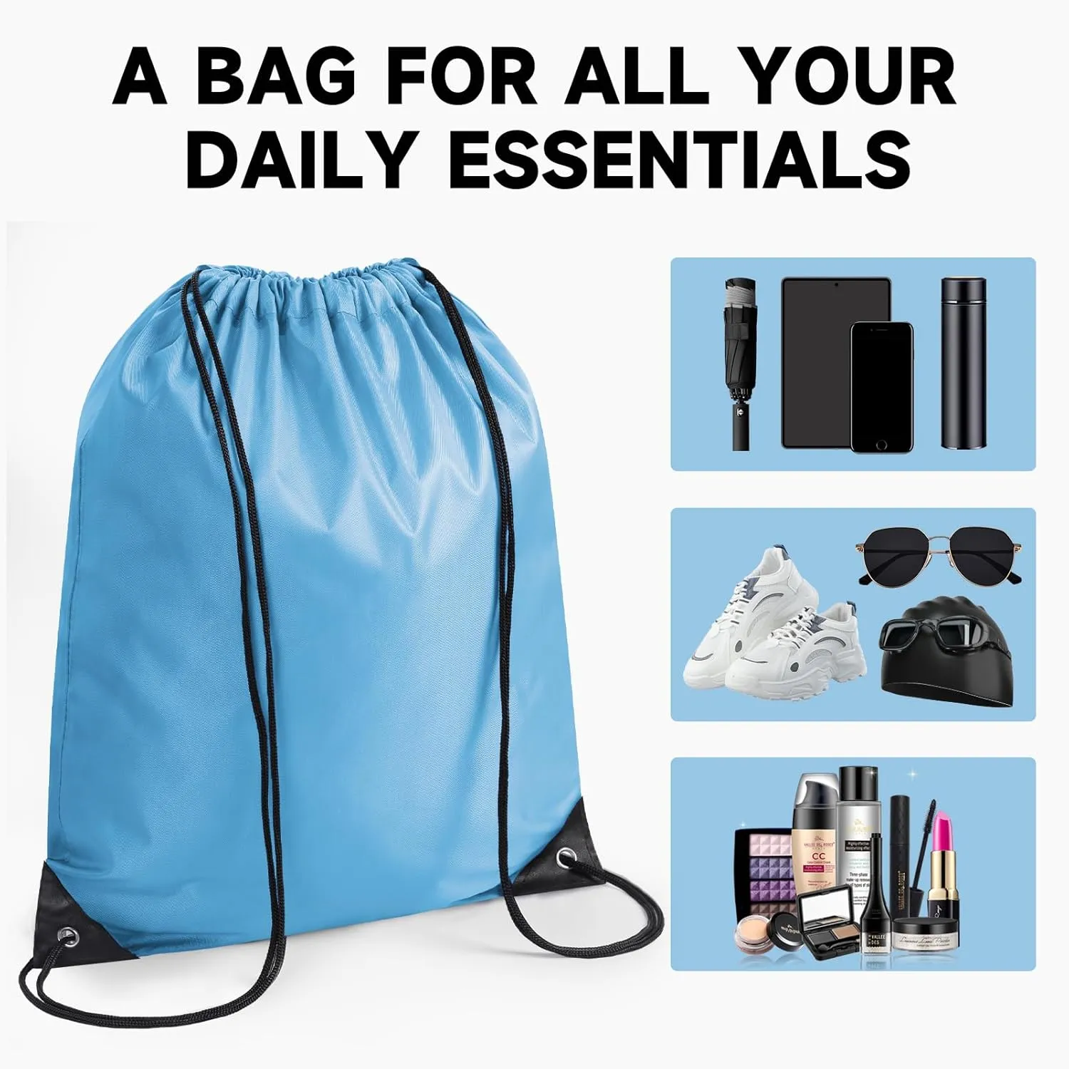 Custom Drawstring Bags With Logo, 50 Pack Personalized Text Drawstring Backpack Bulk Great for Travelling, Gym and for Everyday Use (Orange)