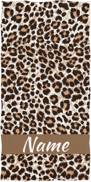 Custom Leopard Cheetah Print Beach Towel 31" x 71", Super Absorbent Personalized Your Name Bath Towel Quick Dry Lightweight Towel for Beach Yoga Travel Swim Camping Holiday