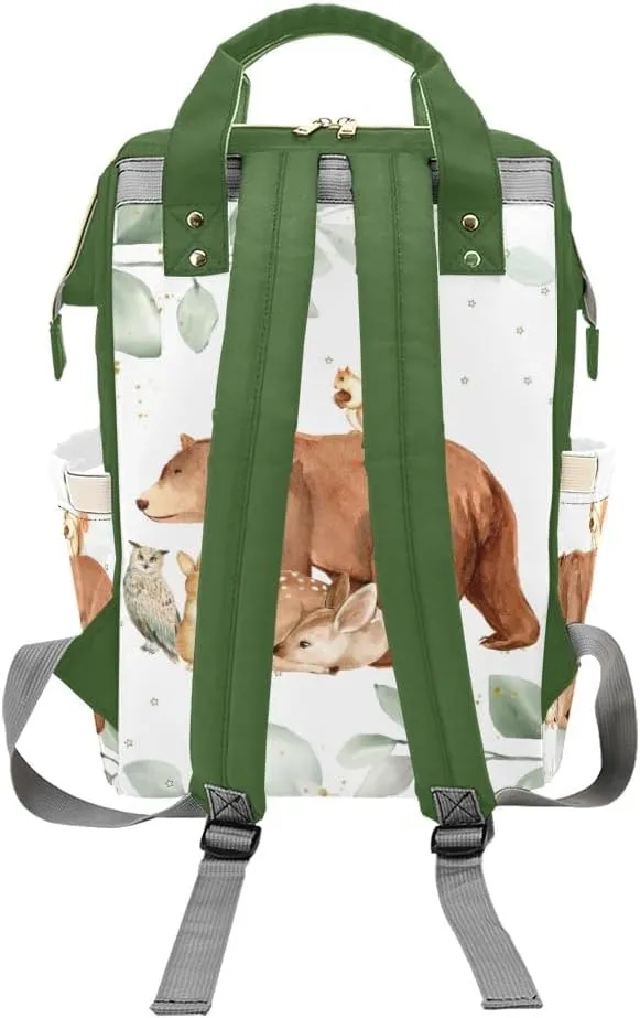 Custom Name Diaper Bag Backpack Forest Animal Bear Deer Clear Up Clutter: Big Capacity Waterproof Bag with Extra Compartments