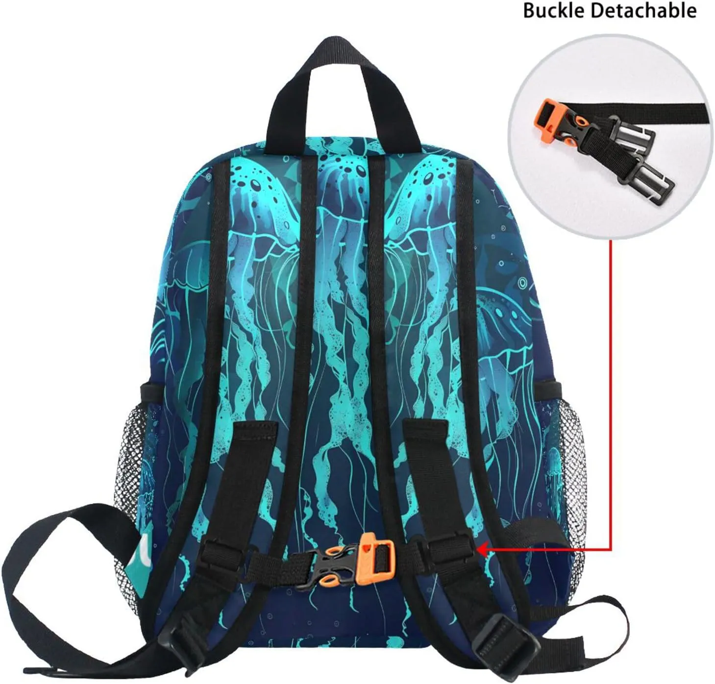 Custom Ocean Animal Jellyfish Kids Backpack for Girls Boys, Sea Jellyfish Toddler Casual Daypack Backpacks, Personalized with Kid's Name Preschool School Bag, Children Travel Bookbag with Chest Strap