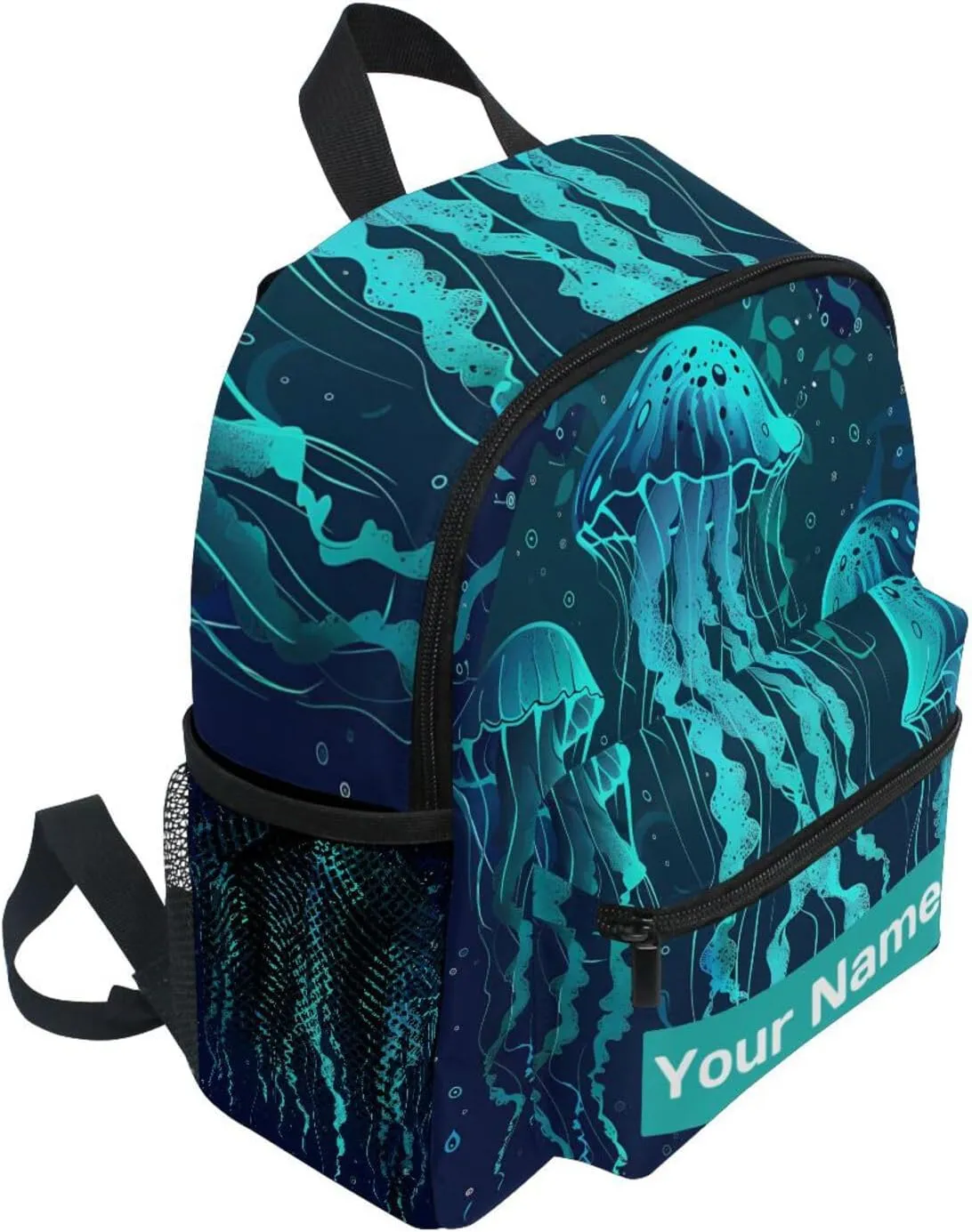 Custom Ocean Animal Jellyfish Kids Backpack for Girls Boys, Sea Jellyfish Toddler Casual Daypack Backpacks, Personalized with Kid's Name Preschool School Bag, Children Travel Bookbag with Chest Strap