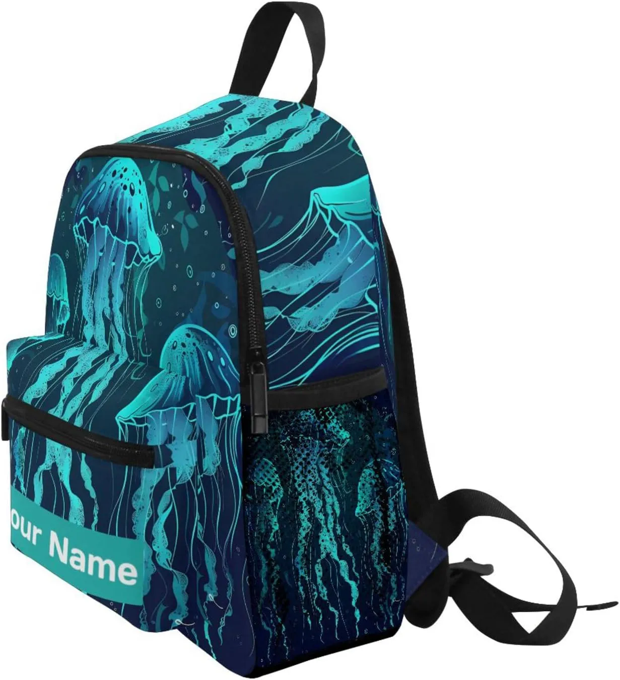 Custom Ocean Animal Jellyfish Kids Backpack for Girls Boys, Sea Jellyfish Toddler Casual Daypack Backpacks, Personalized with Kid's Name Preschool School Bag, Children Travel Bookbag with Chest Strap