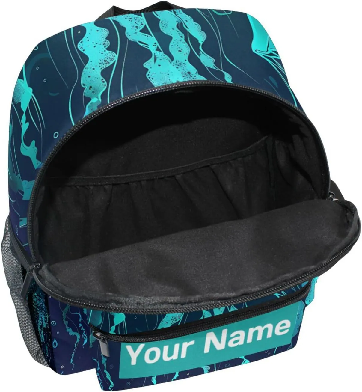 Custom Ocean Animal Jellyfish Kids Backpack for Girls Boys, Sea Jellyfish Toddler Casual Daypack Backpacks, Personalized with Kid's Name Preschool School Bag, Children Travel Bookbag with Chest Strap