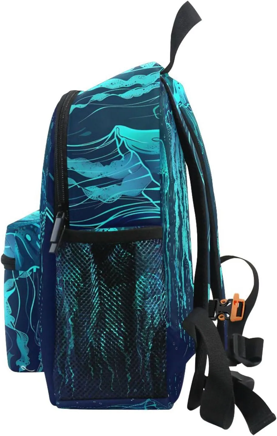 Custom Ocean Animal Jellyfish Kids Backpack for Girls Boys, Sea Jellyfish Toddler Casual Daypack Backpacks, Personalized with Kid's Name Preschool School Bag, Children Travel Bookbag with Chest Strap