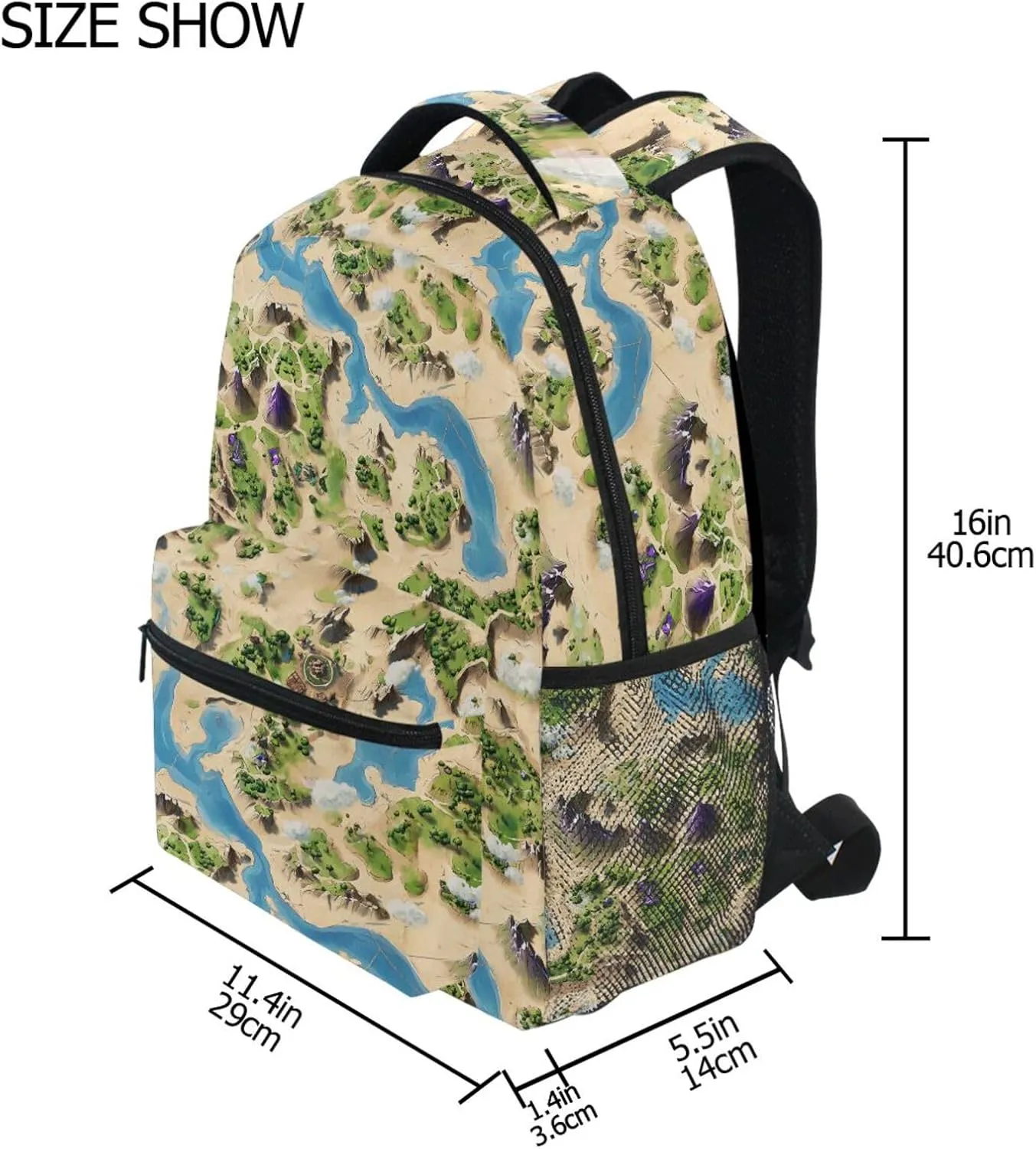 Cute Backpack for Men and Women Waterproof College School Computer Bag with Chest Strap Gift Men & Women Vintage Game Map
