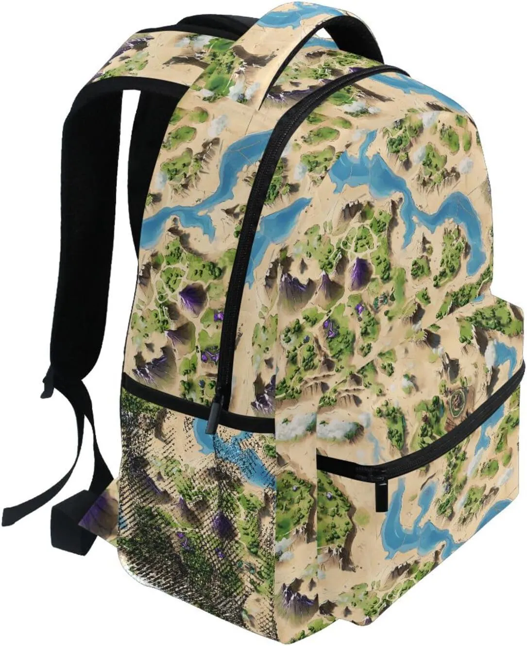 Cute Backpack for Men and Women Waterproof College School Computer Bag with Chest Strap Gift Men & Women Vintage Game Map