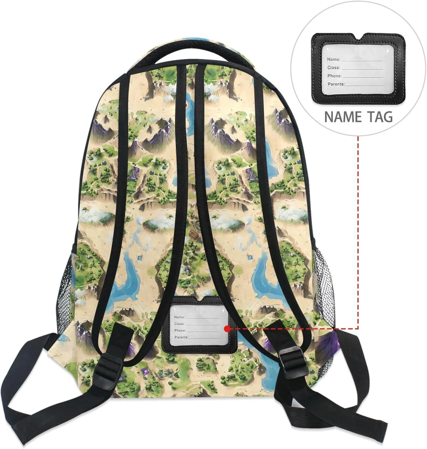 Cute Backpack for Men and Women Waterproof College School Computer Bag with Chest Strap Gift Men & Women Vintage Game Map