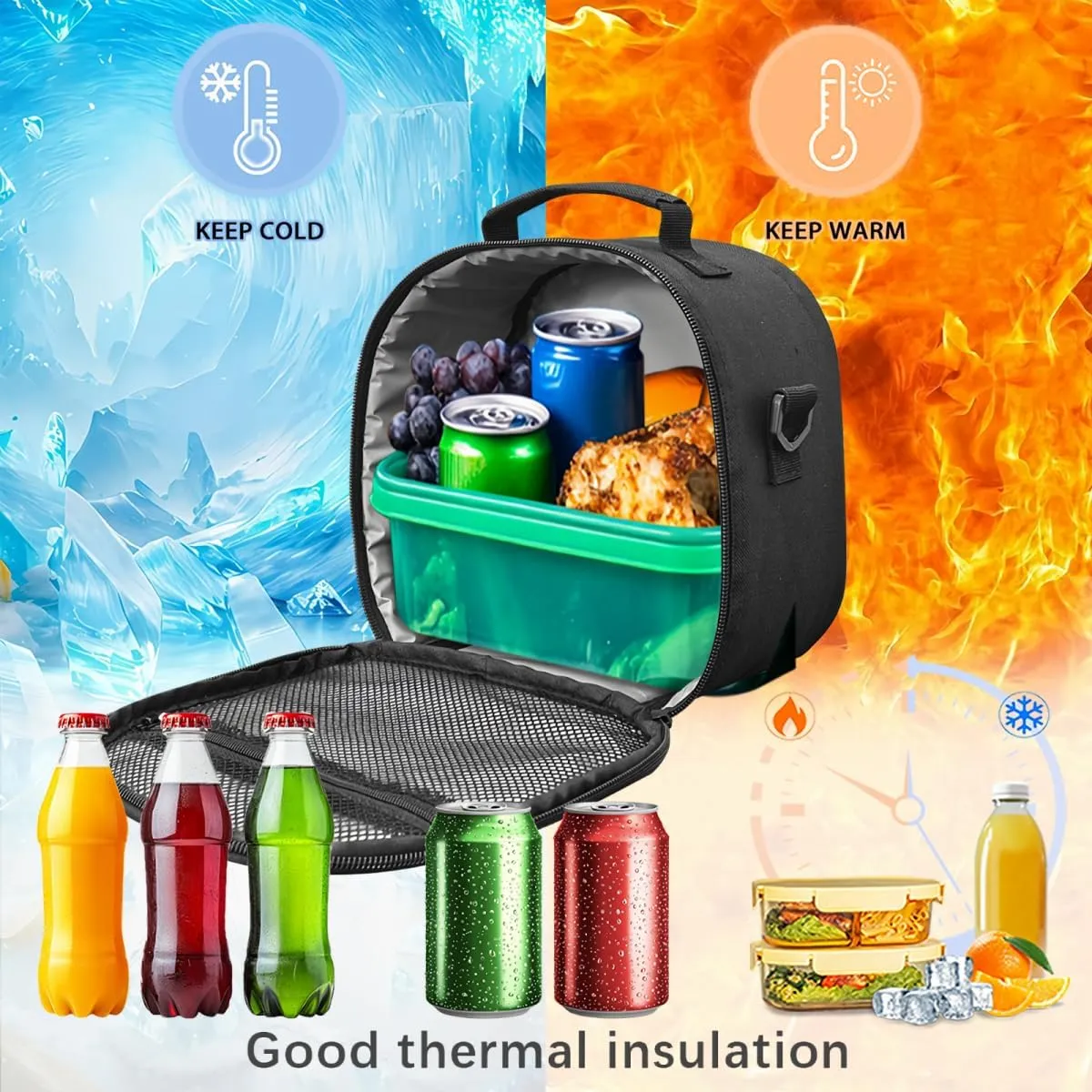 Cute Beaver Lunch Bag for Girls with Strap Kids Lunch Box One Piece Lunchbags for Kids Capable of Insulated Thermal Lightweight Portable Leakproof Easy Clean Used for School Shoulder Strap