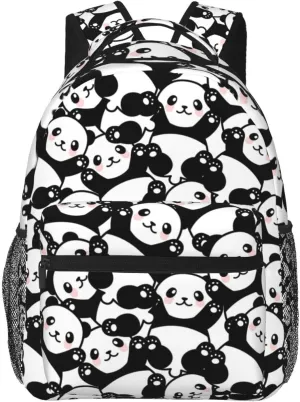 Cute Black White Panda Backpacks 15 Inch Laptop Backpack Multipurpose Double Shoulder Bag For Men Women Gifts