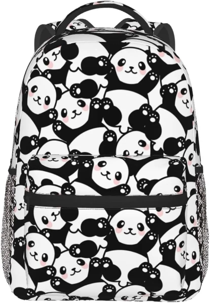 Cute Black White Panda Backpacks 15 Inch Laptop Backpack Multipurpose Double Shoulder Bag For Men Women Gifts