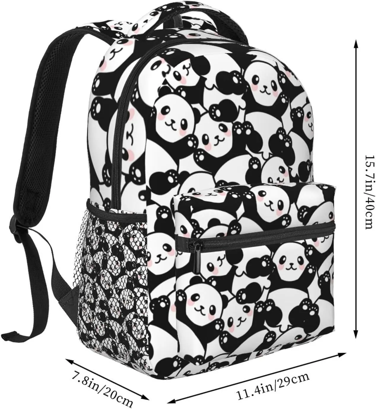 Cute Black White Panda Backpacks 15 Inch Laptop Backpack Multipurpose Double Shoulder Bag For Men Women Gifts