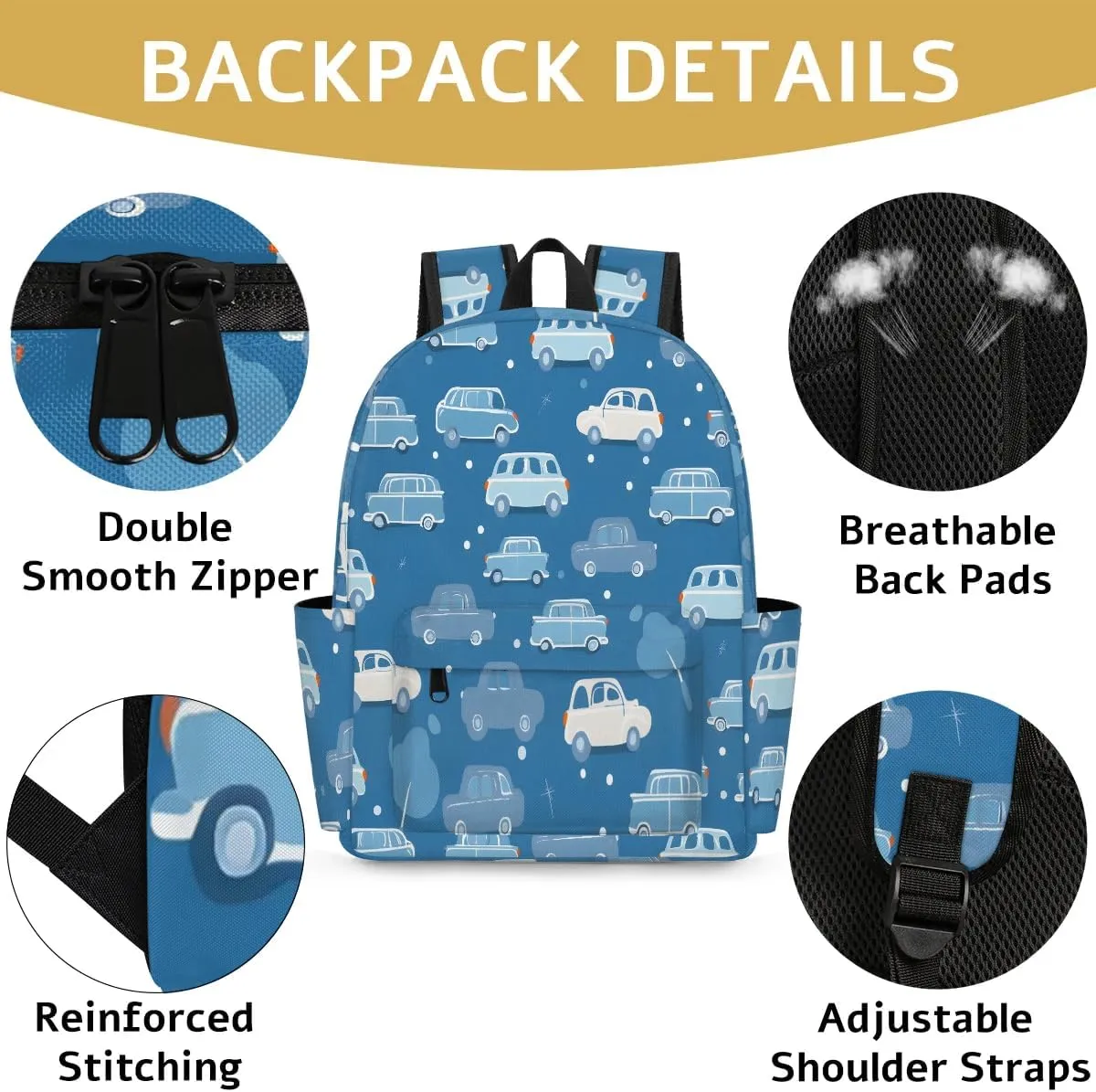 Cute Car Theme Kids Backpack for School Boys Girls Toddler Children Preschool Book Bag Kindergarten Student Travel Daypack