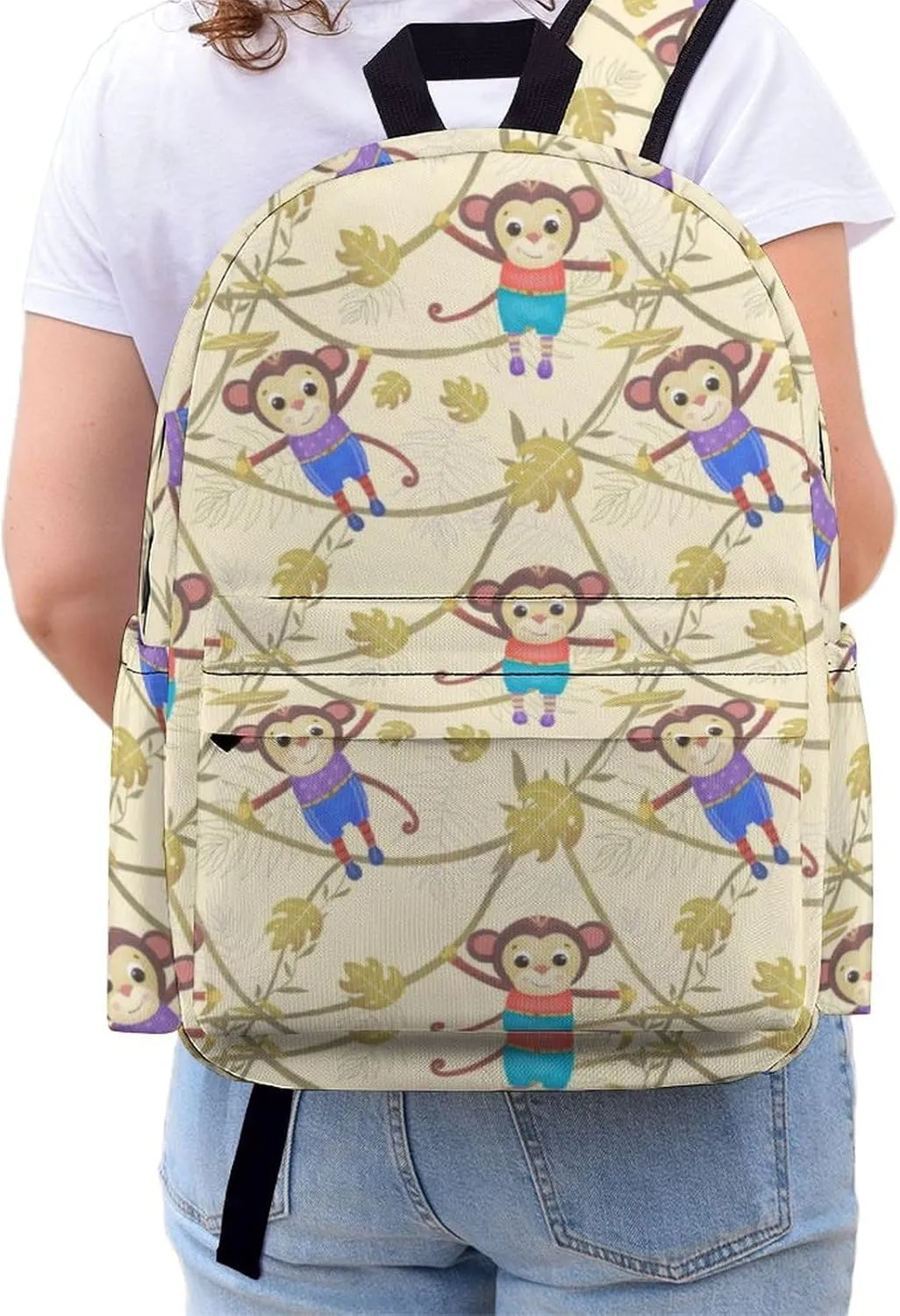 Cute Funny Monkeys Casual Travel Backpack Lightweight with Multi Compartment Laptop Bagpack Branches for Women Men Hiking Business Work