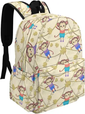 Cute Funny Monkeys Casual Travel Backpack Lightweight with Multi Compartment Laptop Bagpack Branches for Women Men Hiking Business Work