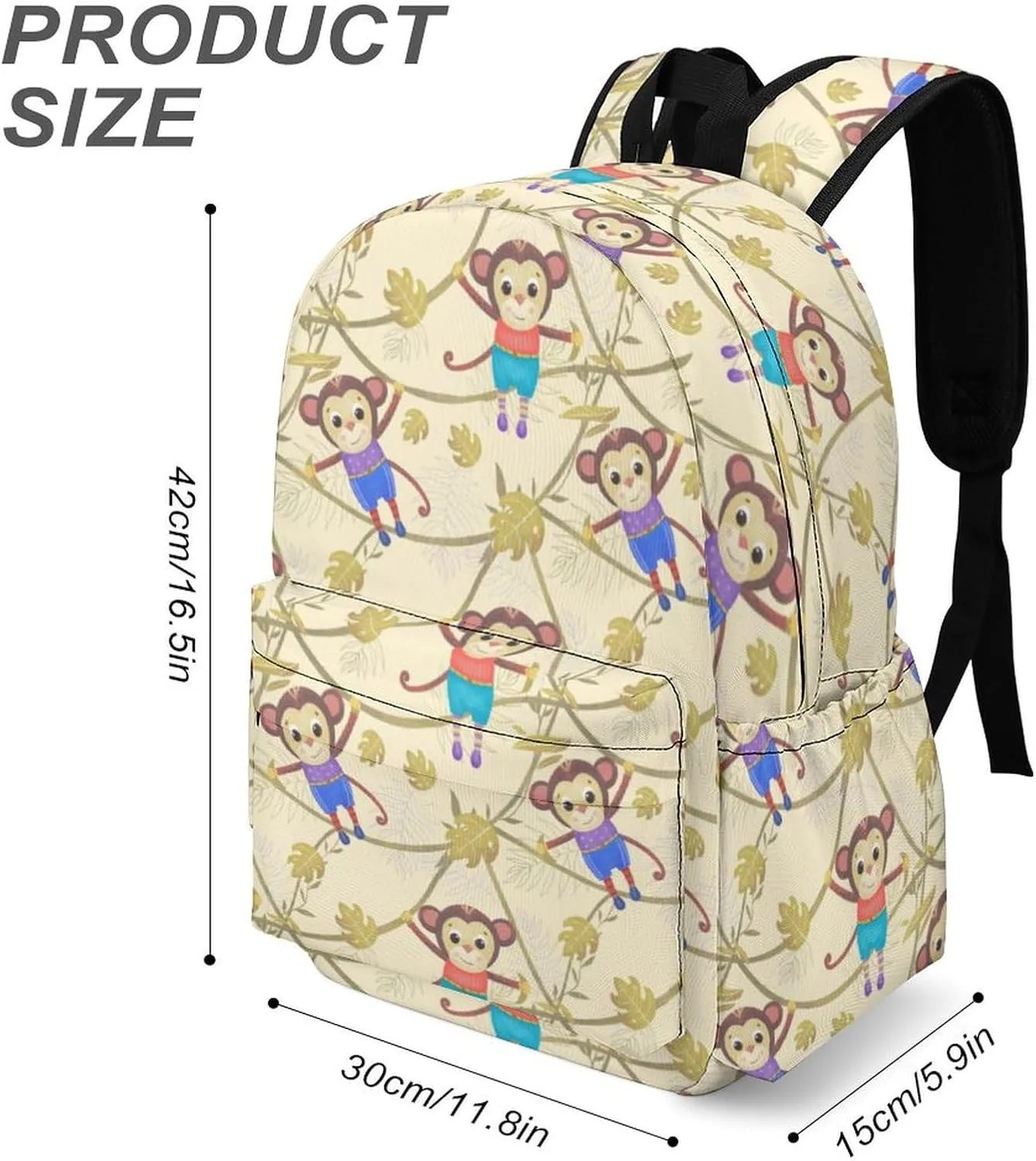 Cute Funny Monkeys Casual Travel Backpack Lightweight with Multi Compartment Laptop Bagpack Branches for Women Men Hiking Business Work
