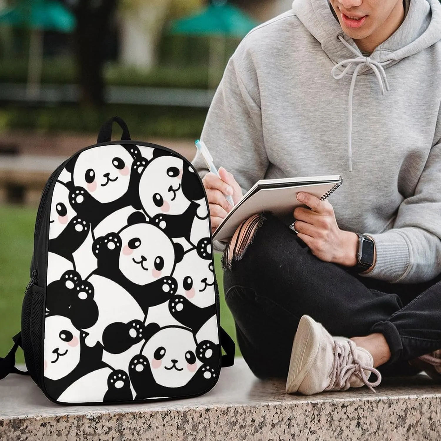 Cute Panda Backpack Lightweight Waterproof Backpacks Laptop Backpack for Unisex Casual Travel Daypacks Large Capacity
