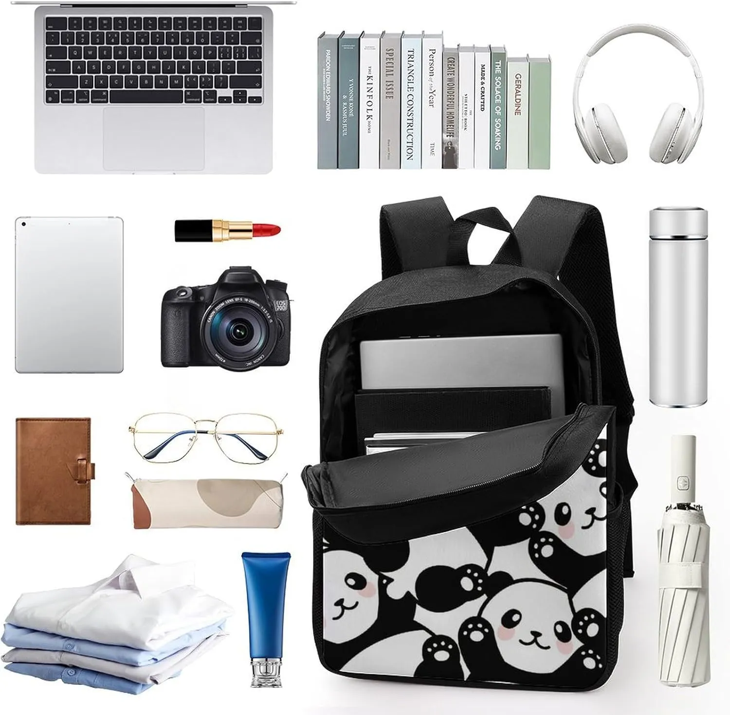 Cute Panda Backpack Lightweight Waterproof Backpacks Laptop Backpack for Unisex Casual Travel Daypacks Large Capacity