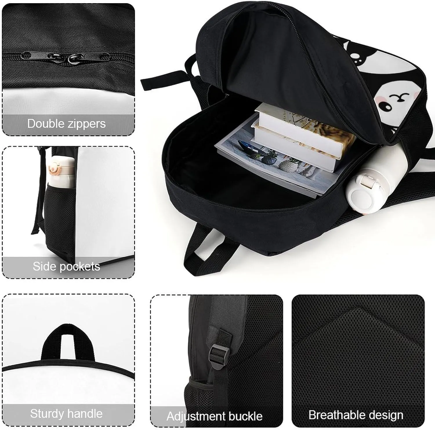 Cute Panda Backpack Lightweight Waterproof Backpacks Laptop Backpack for Unisex Casual Travel Daypacks Large Capacity