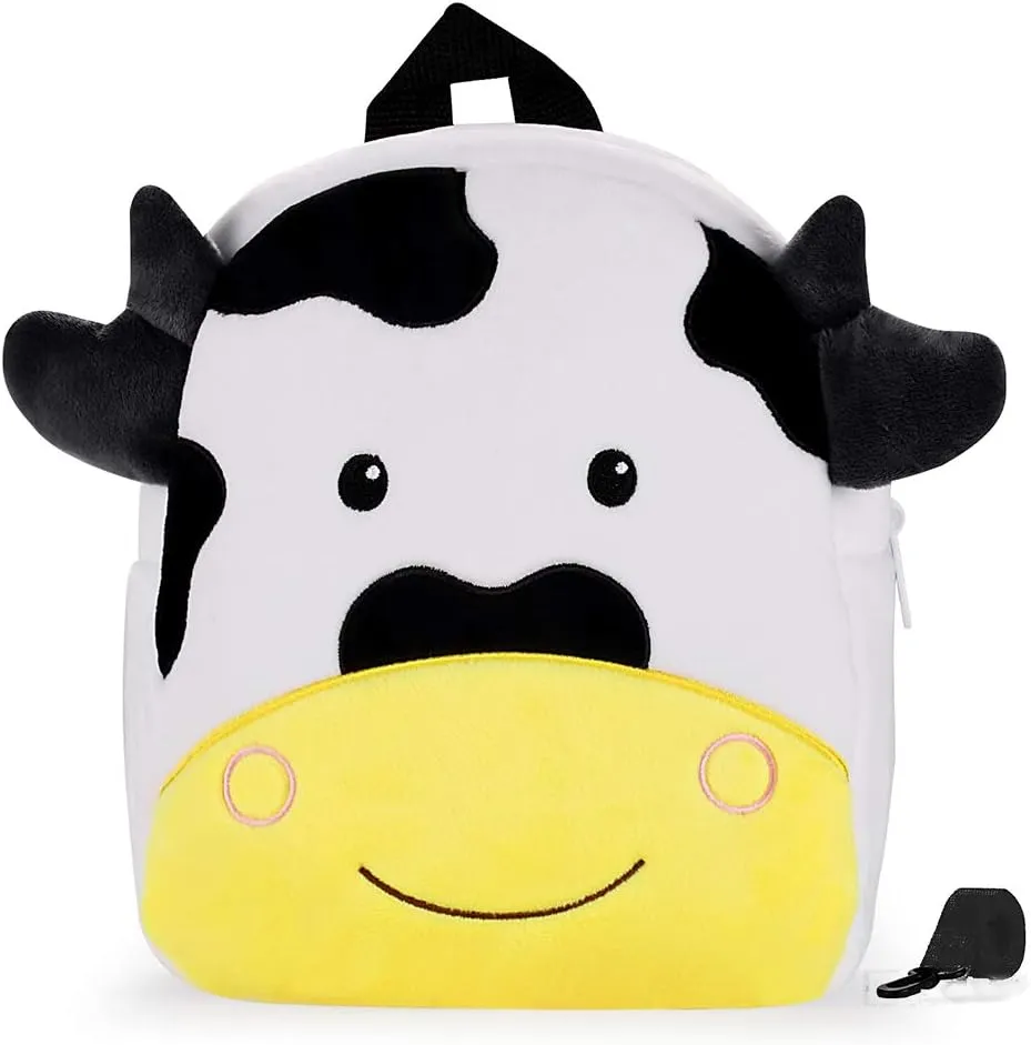 Cute Toddler Backpack Stuffed Cartoon Animal Mini Schoolbag For Boys And Girls (Cow)