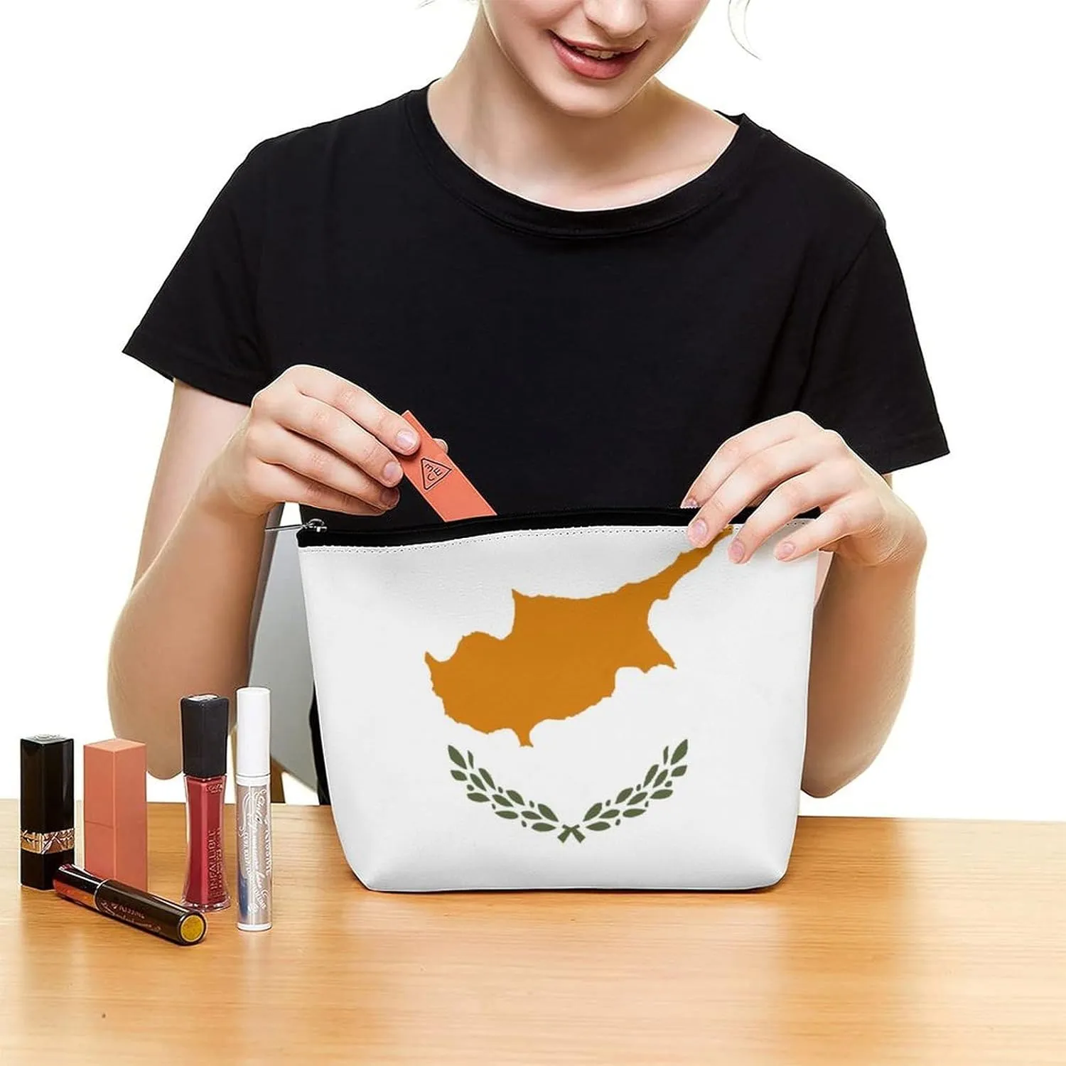 Cyprus Flag Cosmetic Bag Makeup Organizer Travel-Friendly Pouch for Girls Women