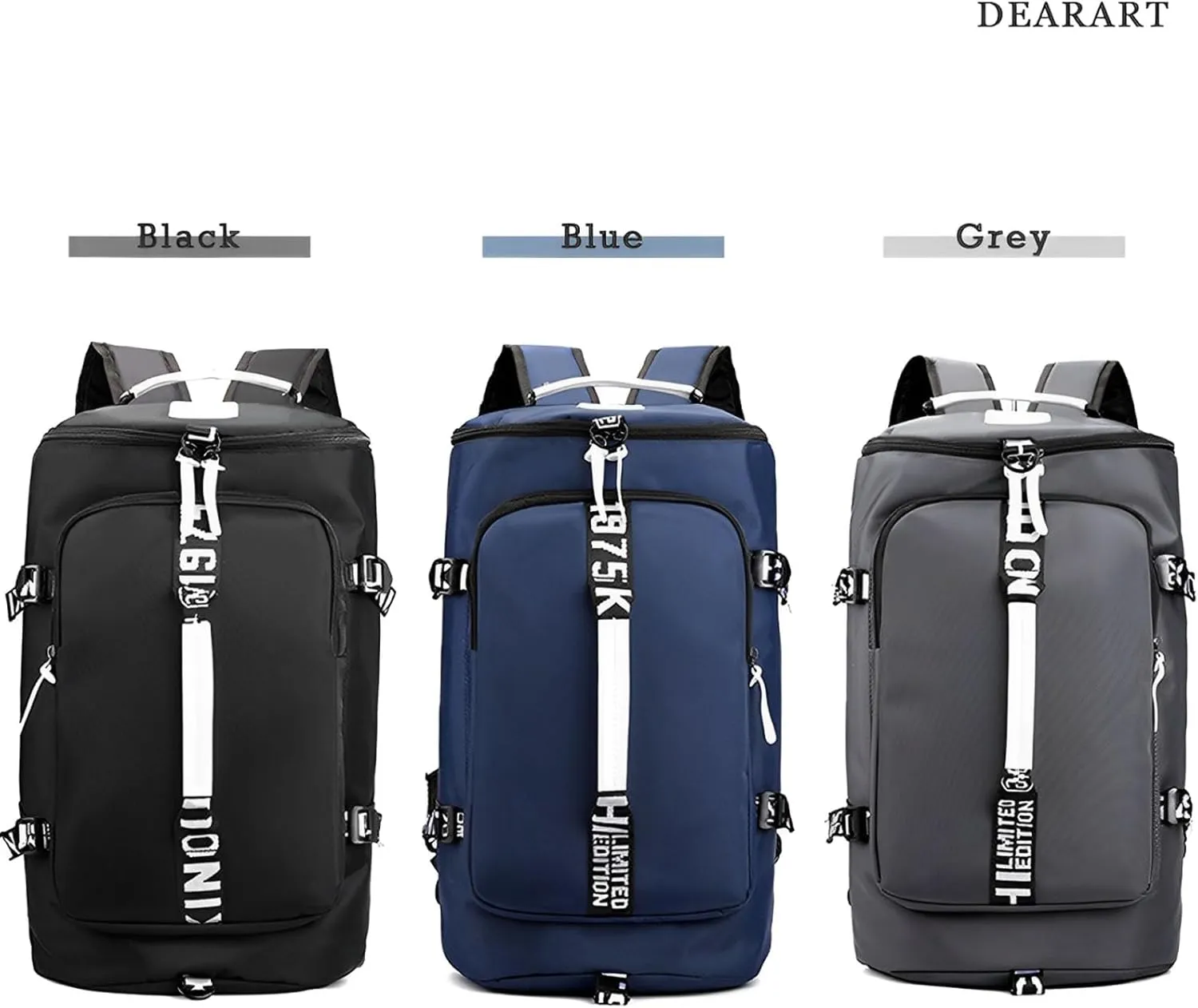 DEARART Gym Bag Backpack Duffel Bags Waterproof with Shoes Compartment, Four Fashion Carried Ways for Travel Sport Gym College, Black
