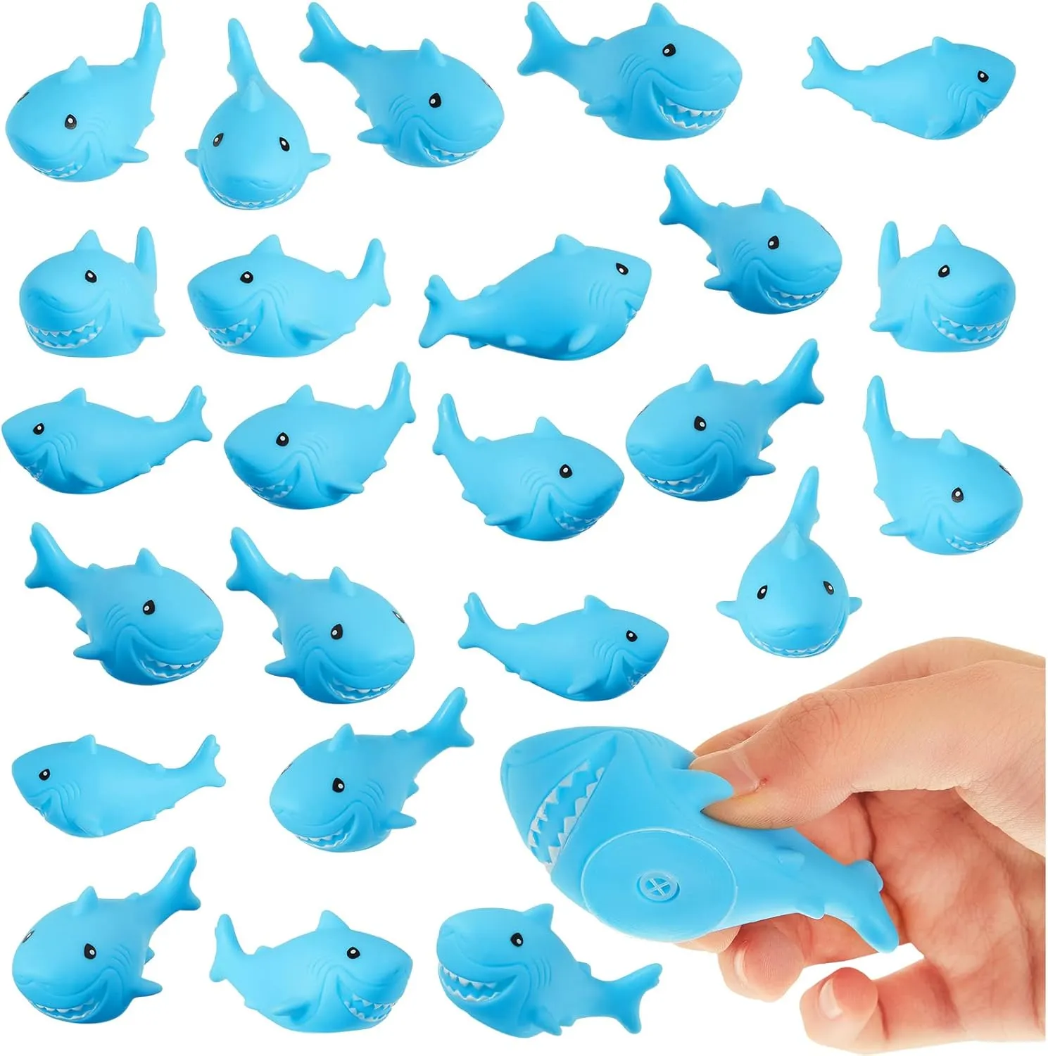 Deekin 50 Pcs Rubber Sharks Toys for Kids Mini Floating Rubber Sharks Cute Bathtub Toys for Shower Classroom Carnival Cake Decoration Birthday Pool Party Favors