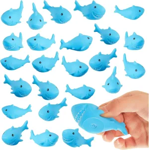 Deekin 50 Pcs Rubber Sharks Toys for Kids Mini Floating Rubber Sharks Cute Bathtub Toys for Shower Classroom Carnival Cake Decoration Birthday Pool Party Favors