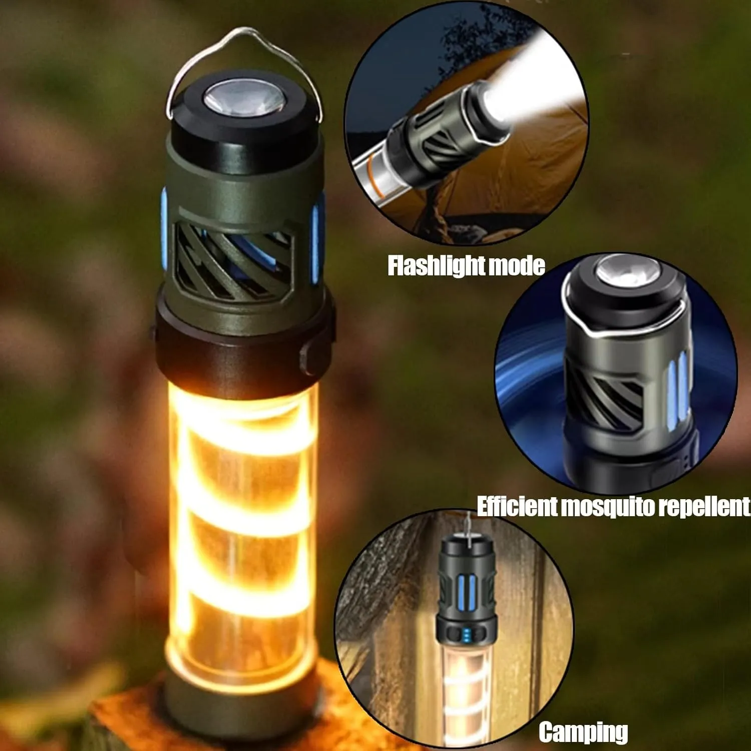 Defense Portable Camping Light, Waterproof Emergency Light with Tripod and Magnetic Base, Five Adjustable Lighting, 3000mAh Powerful Battery, for Camping, Outdoor, Picnic(1PCS)