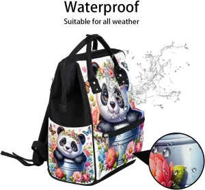Diaper Bag Backpack Animal Loely Panda Baby Bag for Boys& Girls, Waterproof Mummy Bag, Baby Nappy Changing Bags, Large Capacity Tote Handbags Casual Travel Backpacks for Mom Dad Unisex