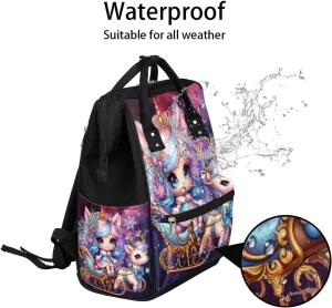 Diaper Bag Backpack Cute Girl Deer Baby Bag for Boys& Girls, Waterproof Mummy Bag, Baby Nappy Changing Bags, Large Capacity Tote Handbags Casual Travel Backpacks for Mom Dad Unisex