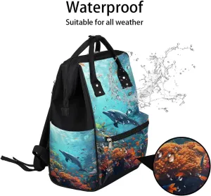 Diaper Bag Backpack Fish Seabed Beautiful Baby Bag for Boys& Girls, Waterproof Mummy Bag, Baby Nappy Changing Bags, Large Capacity Tote Handbags Casual Travel Backpacks for Mom Dad Unisex