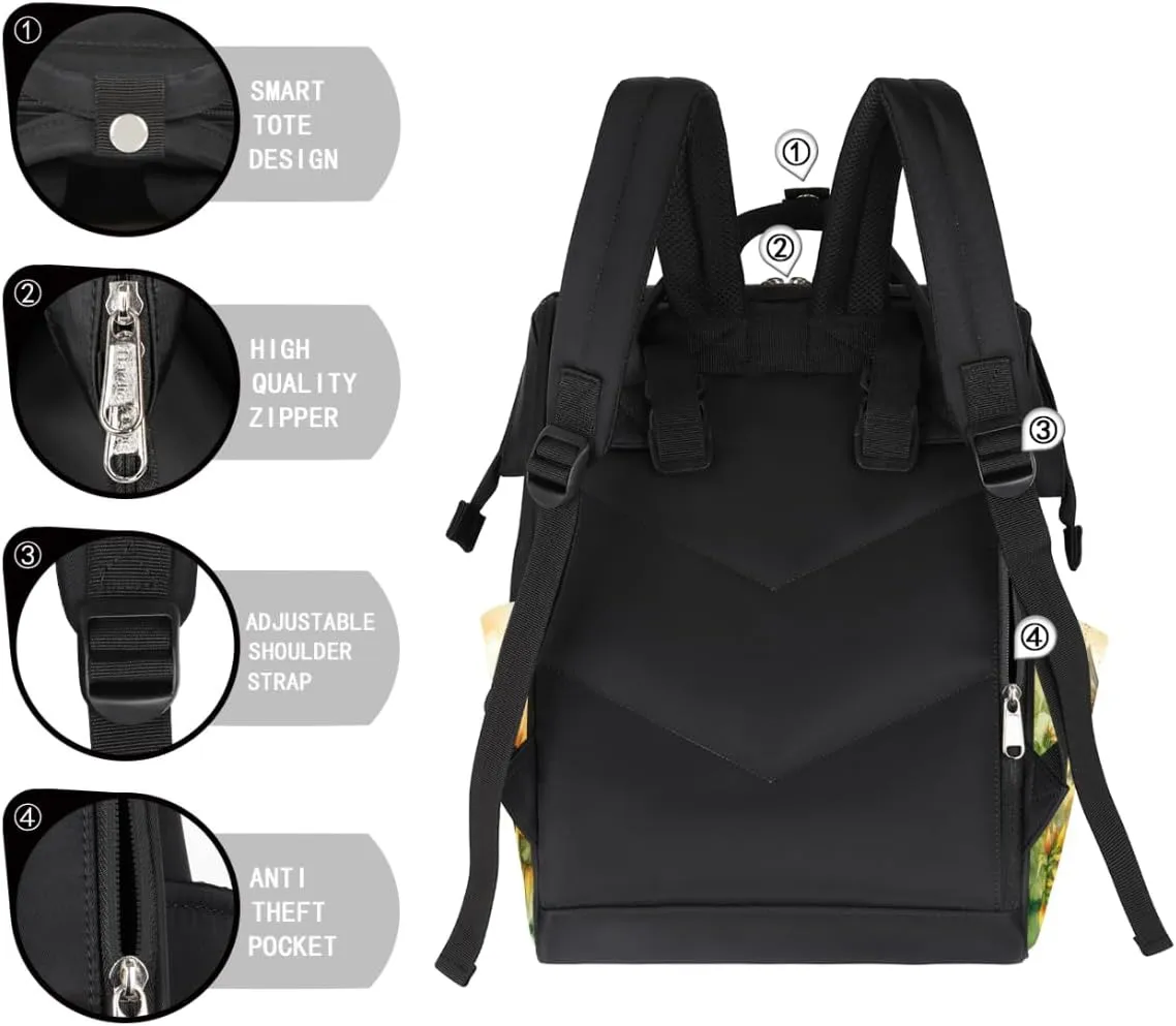 Diaper Bag Backpack for Mon and Dad Hummingbirds Print Travel Diaper Tote Bags Multi Function Waterproof Backpacks Newborn Essentials