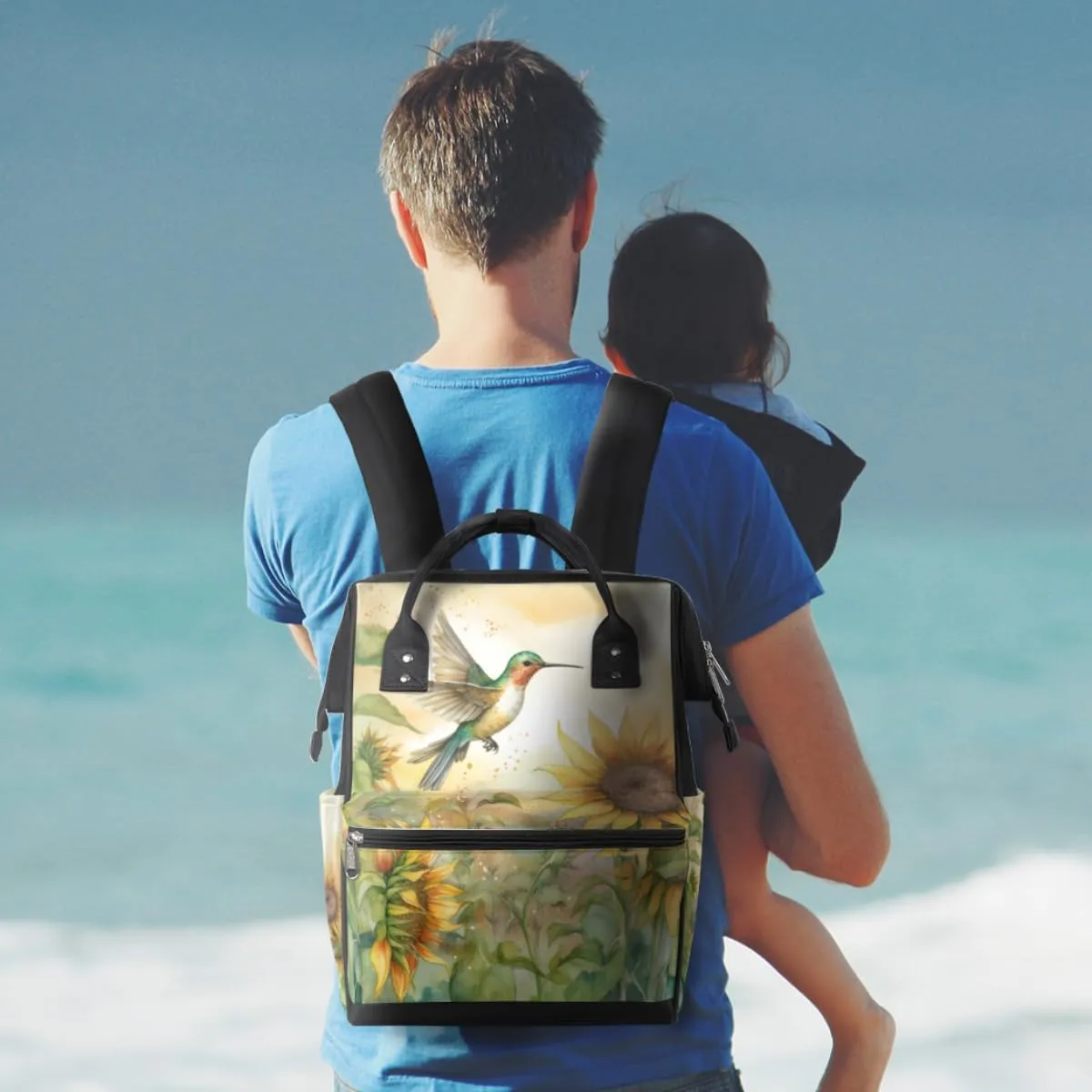 Diaper Bag Backpack for Mon and Dad Hummingbirds Print Travel Diaper Tote Bags Multi Function Waterproof Backpacks Newborn Essentials
