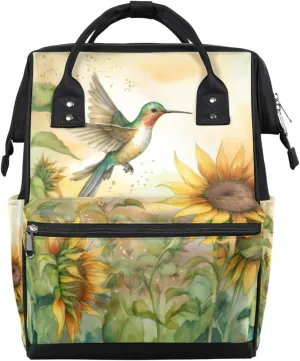 Diaper Bag Backpack for Mon and Dad Hummingbirds Print Travel Diaper Tote Bags Multi Function Waterproof Backpacks Newborn Essentials
