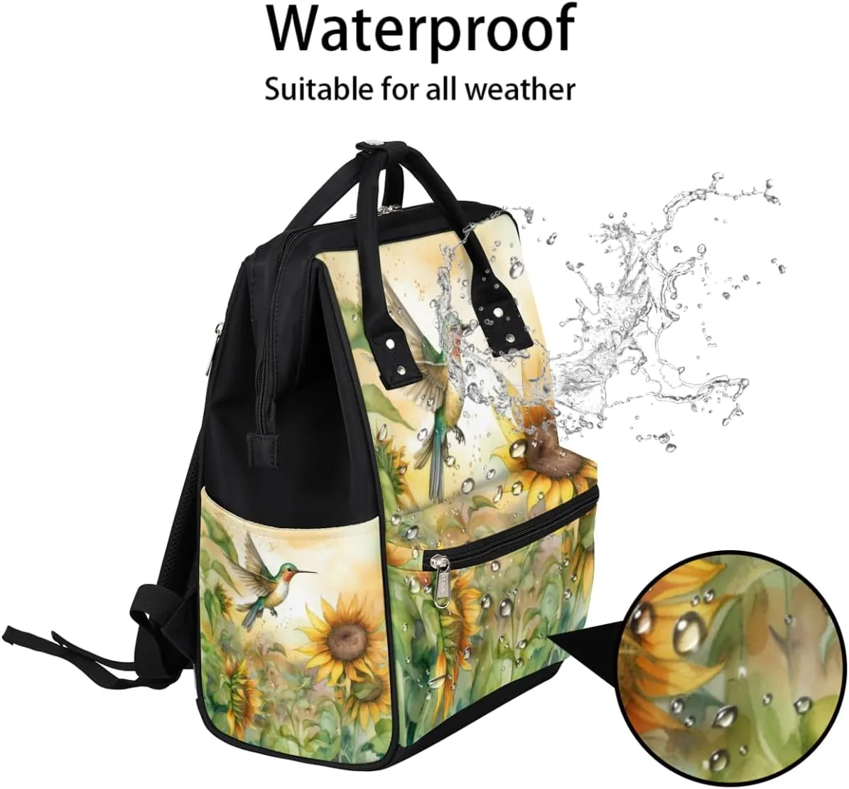 Diaper Bag Backpack for Mon and Dad Hummingbirds Print Travel Diaper Tote Bags Multi Function Waterproof Backpacks Newborn Essentials