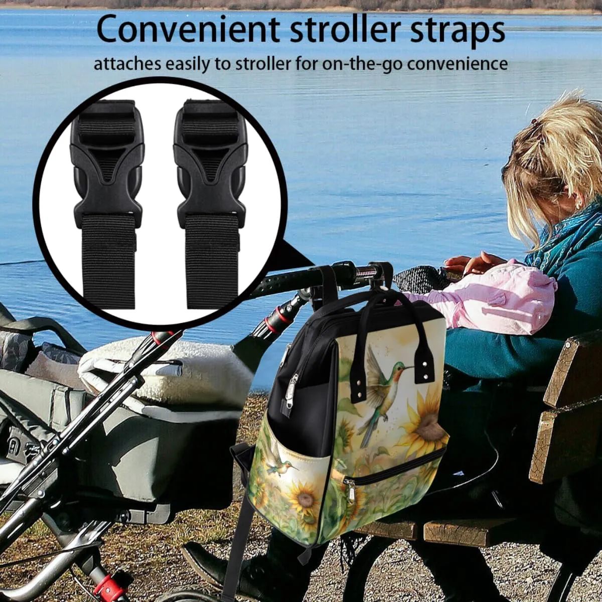 Diaper Bag Backpack for Mon and Dad Hummingbirds Print Travel Diaper Tote Bags Multi Function Waterproof Backpacks Newborn Essentials